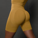 Booty-Lifting Seamless Yoga Shorts for Women - High Waist Fitness Gym Wear  ourlum.com Yellow L 