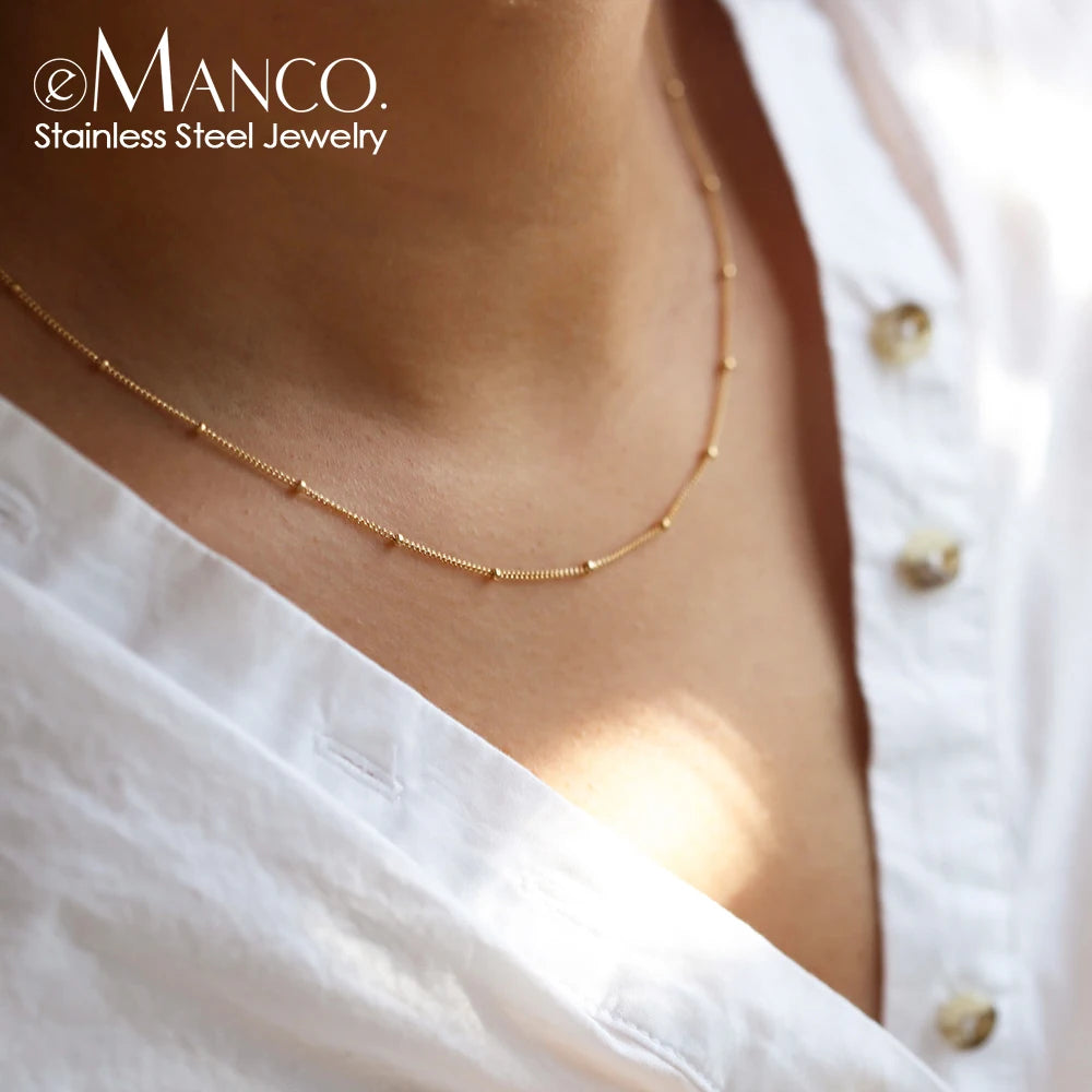 eManco Gold Color Stainless Steel 316 Chain Choker Necklace Women Chain Necklace Sets for Women gift