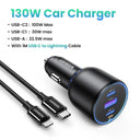 UGREEN 130W Car Charger: Efficient Fast Charging Solution  ourlum.com Add Cable for iPhone CHINA 