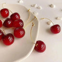 Sweet Cherry Charm Earrings Whimsical Korean Style Women