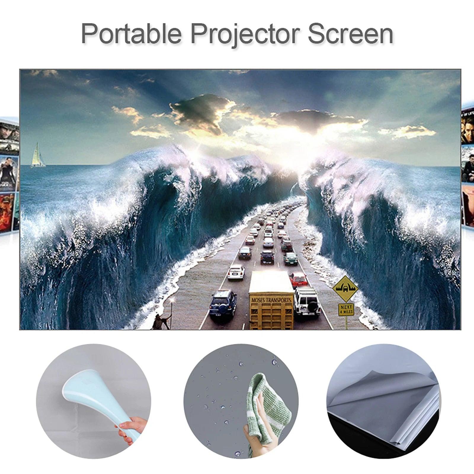 Portable Grey Projection Screen with Frameless Design for Home Office Outdoor Viewing  ourlum.com   