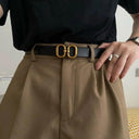 Stylish Women's PU Leather Belt with Designer Metal Buckle - Chic Waist Strap for Jeans, Dresses & Trousers  ourlum.com   