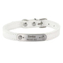 Custom Dog Collar: Engraved ID Anti-lost Leather for Dogs-Cats  ourlum White XXS (17-22cm) 