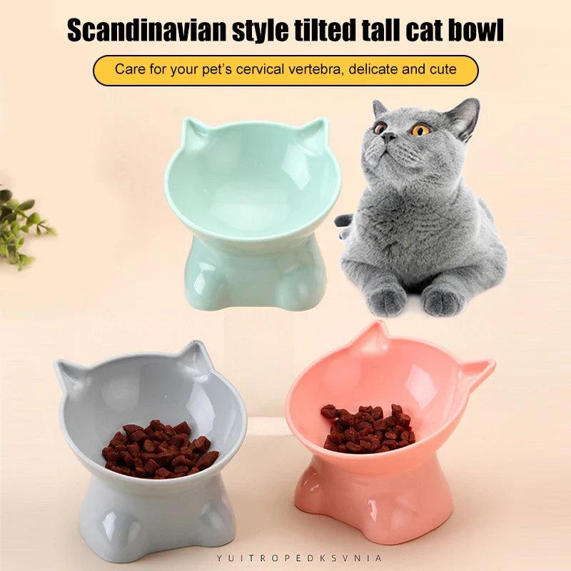 Large Capacity Cartoon Cat Shape Pet Feeder: Cute Oblique Mouth Dog Food Dispenser  ourlum.com   