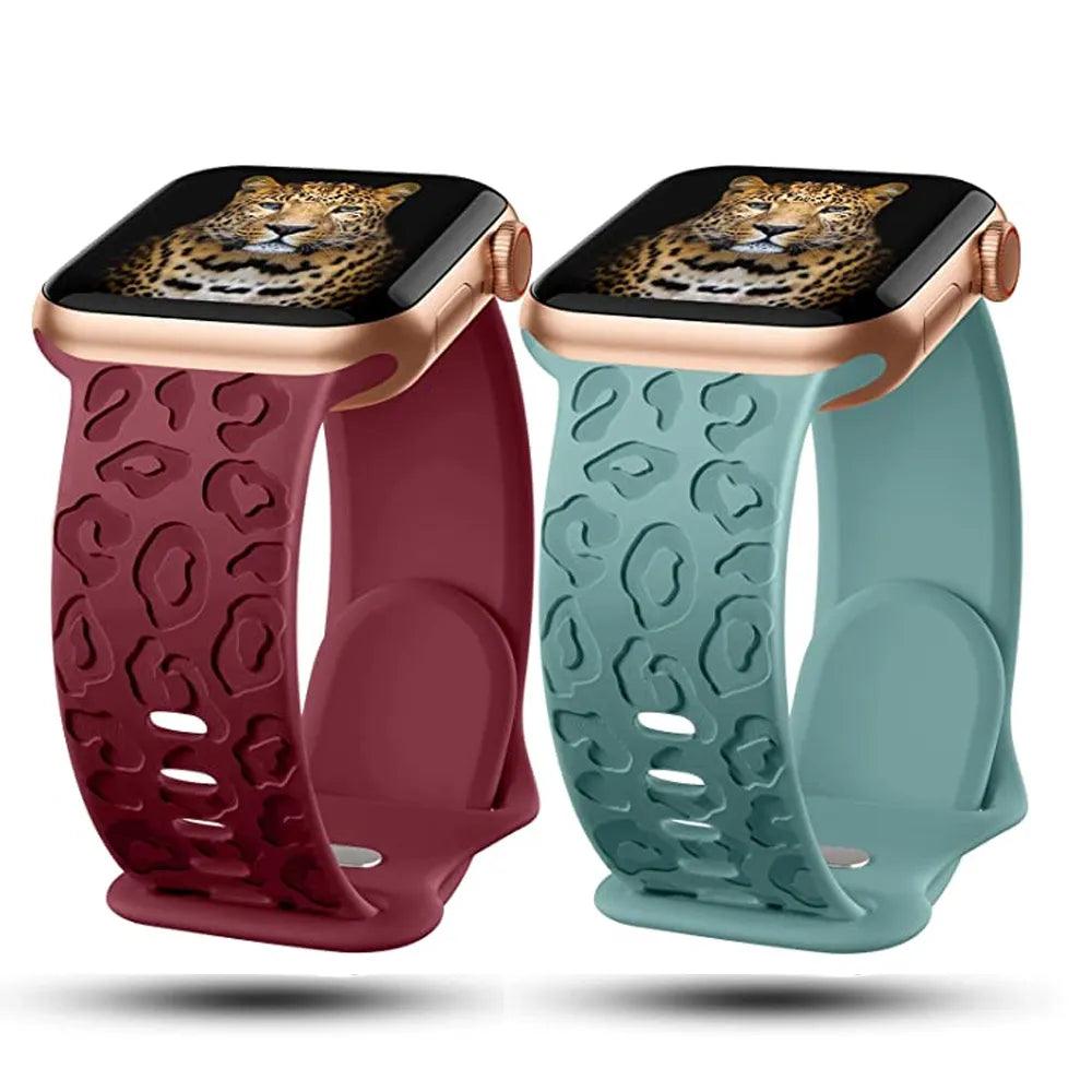Engraved Silicone Strap for Apple Watch Series - Stylish Band with Varied Patterns and Colors  ourlum.com   
