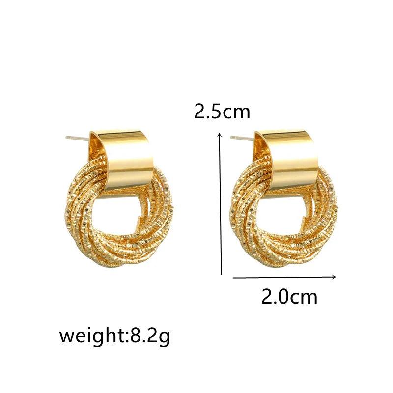 Chic Retro Gold Circle Stud Earrings for Women - Korean Jewelry Fashion Wedding Party Gift  ourlum.com   
