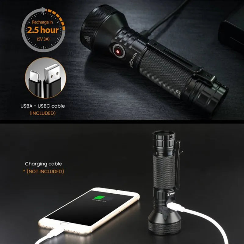 IF22A LED Flashlight: Bright USB Rechargeable Torch for Outdoor Use  ourlum.com   