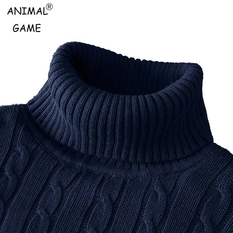Warm Turtleneck Knit Pullover for Men - Stylish Winter Sweater  ourlum.com   