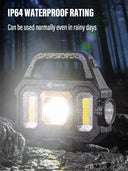 High Power LED Flashlight Solar Camping Work Light USB Charging