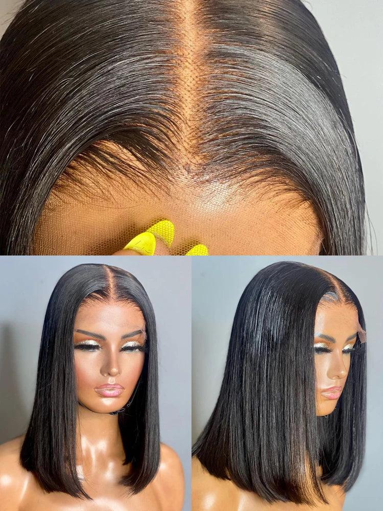 Luxurious Remy Brazilian Human Hair Lace Front Bob Wig for Black Women - Premium Quality and Natural Look  ourlum.com   