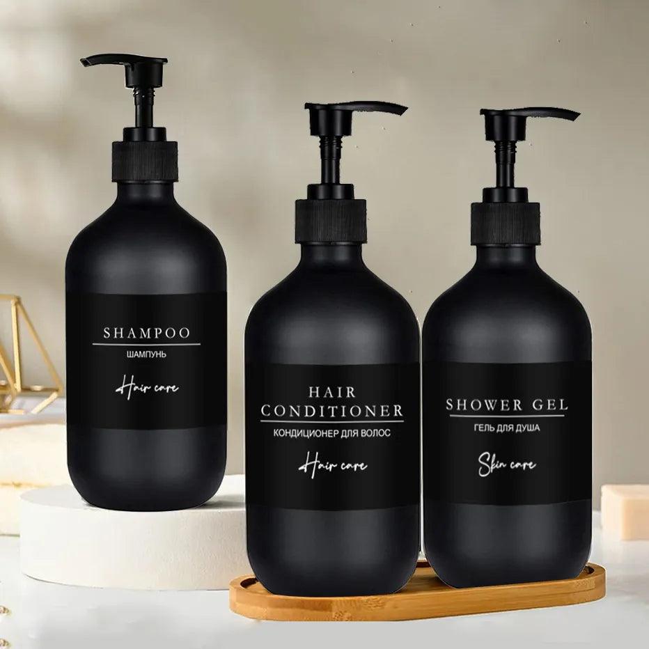500ml Refillable Shower Soap Dispenser in Minimalist Black - Bathroom/Kitchen Essential  ourlum.com   