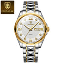 POEDAGAR Men's Quartz Watch Stylish Stainless Steel Timepiece