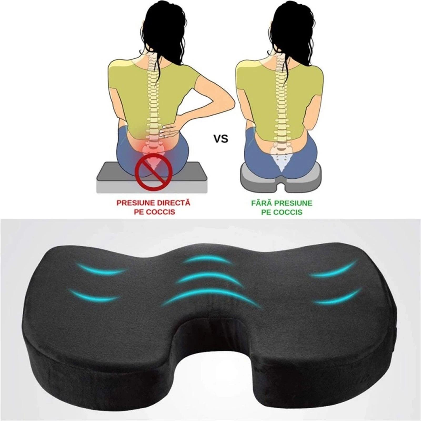 Ergonomic U-Shaped Memory Foam Coccyx Seat Cushion for Pain Relief - Ideal for Office, Car, and Travel