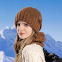 Women Knitted Hat Scarf Set for Outdoor Cycling Warm Protection