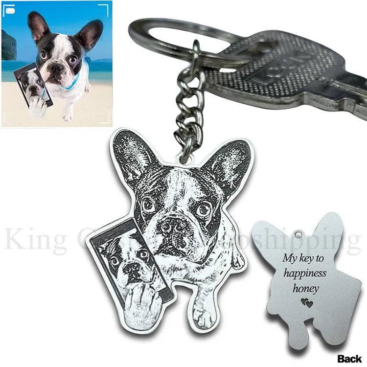 Cute Pet Engrave Photos Keychain: Personalized Cat Dog Memory Jewelry  ourlum.com   