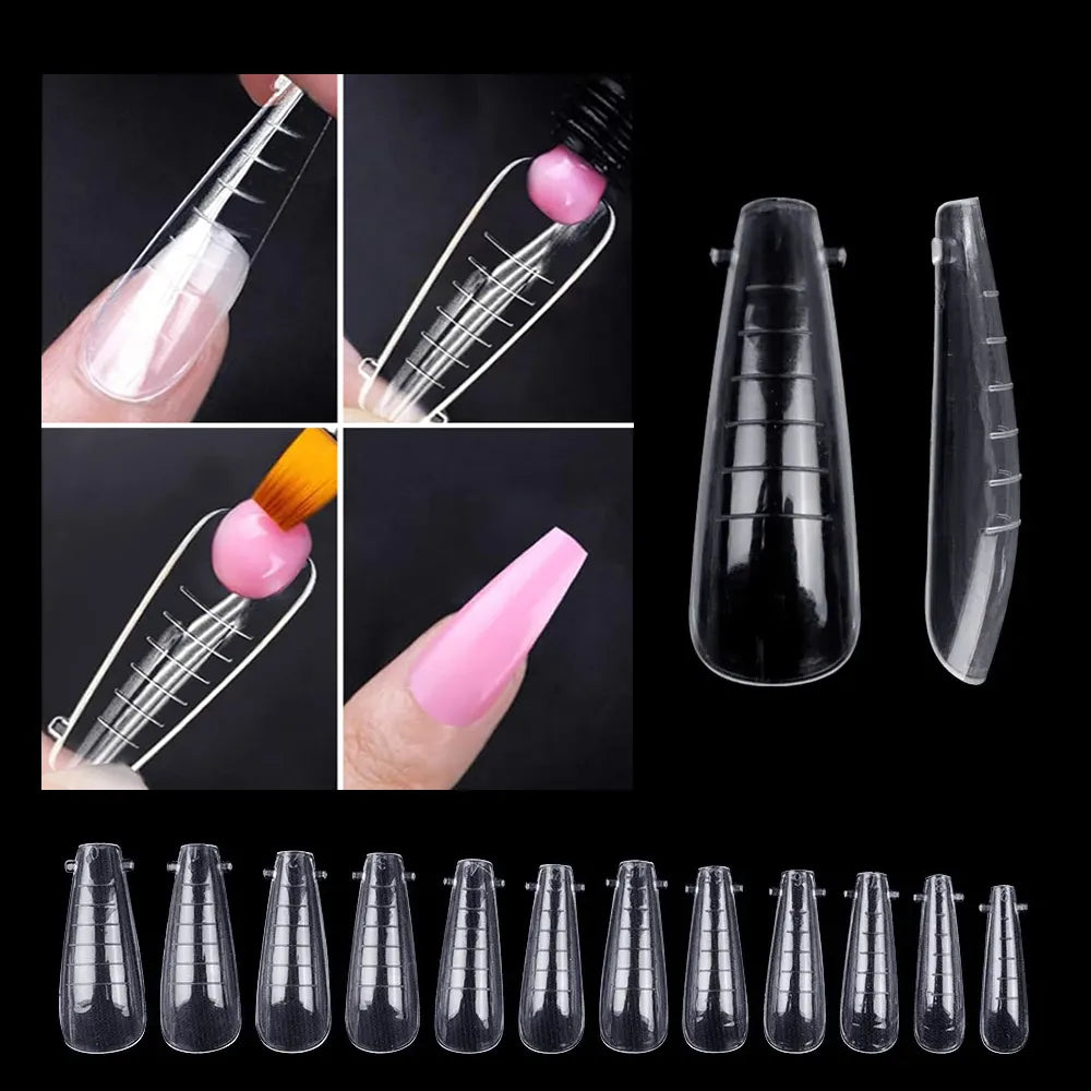 Clear Poly Gel Ballerina Nail Tips - Easy Application, High Quality