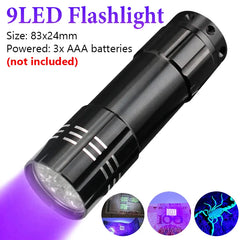 UV Blacklight Flashlight Detector for Pet Urine Stains and Bed Bugs