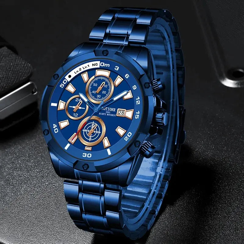 Stylish Men's Waterproof Stainless Steel Quartz Wristwatch with Luminous Clock  OurLum.com   