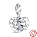 Crown Flowers Heart Silver Bead Charm Elegant Pandora Accessory