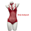 Seductive Glossy PU Leather Catsuit Set with Accessory Bundle  OurLum.com Style-2-Red-A S-M 