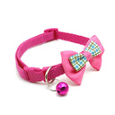 Adjustable Bow Tie Pet Collars with Bell Pendant - Fashion Necktie for Cats and Dogs  ourlum.com Rose Red Plaid CHINA 