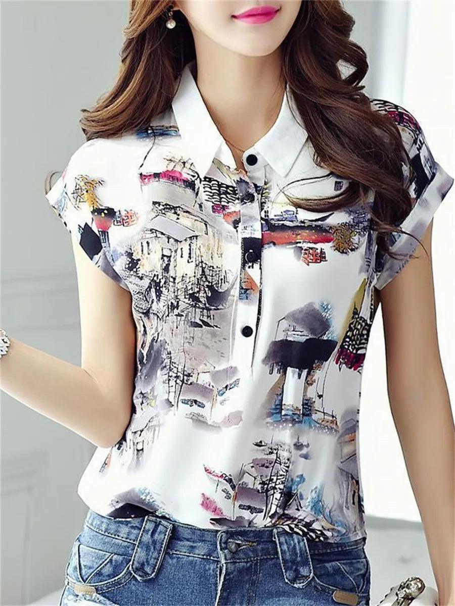 Chic Chiffon Women's Blouse with Flying Sleeves - Spring Summer Style  ourlum.com   