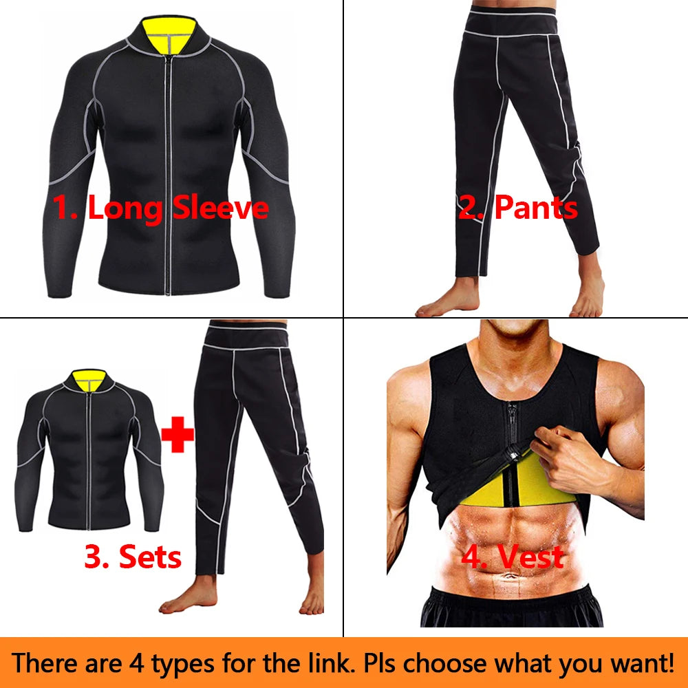 YBFDO Sauna Suit for Men Weight Loss Sweat Suit Slim Fitness Clothes Hot Thermo Sauna Pants Waist Trainer Body Shaper Shirt