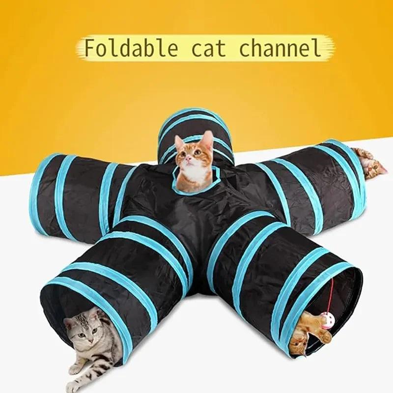 Interactive Foldable Cat Tunnel with Crinkle Toy - Engaging Pet Fun  ourlum.com   