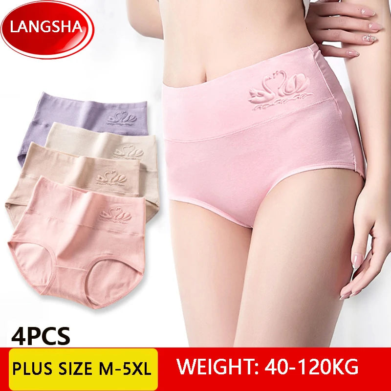 High Waist Cotton Panties Set - Women's Body Shaping Underwear Bundle - Seamless Plus Size Lingerie Kit  Our Lum   