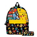 2PC Pikachu Cartoon Backpack Two-piece Pokemon Student School Bag Pencil Bag Elf Pokémon Lunch Bag Cartoon School Bag Mochila  ourlum.com 2PC-06  