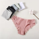 Elegant Lace Trim Cotton Panties Set Stylish Low-Rise Pack