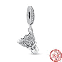 Crown Flowers Heart Silver Bead Charm Elegant Pandora Accessory