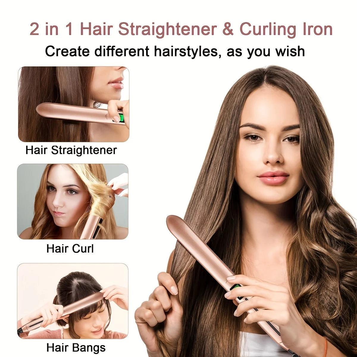 Professional Flat Iron Hair Straightener 2 in 1 Curling Iron Ceramic Ionic Hair Curler Curling Tongs Fast Heating Hair Styler