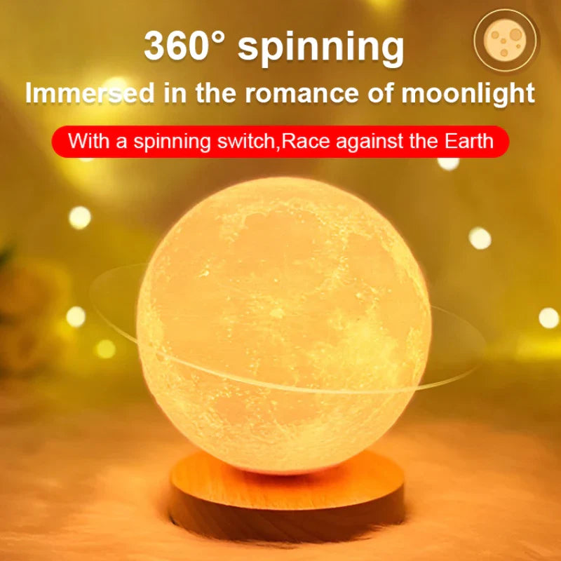 Maglev Moon Lamp 3D Moon Three Color Adjustable Magnetic Levitation Moon Light Spinning Moon Lamp Remote Control  ourlum.com   