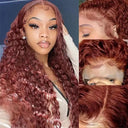 13x4 Reddish Brown HD Transparent Water Wave Frontal Wig