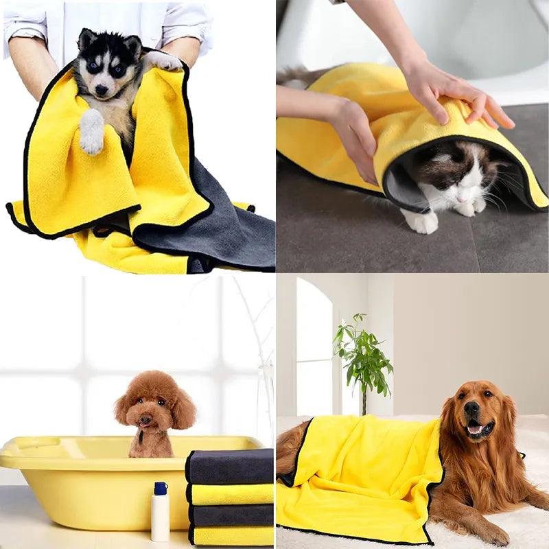 Quick Dry Pet Towels: Soft Fiber Absorbent Bathrobe for Dogs and Cats  ourlum.com   