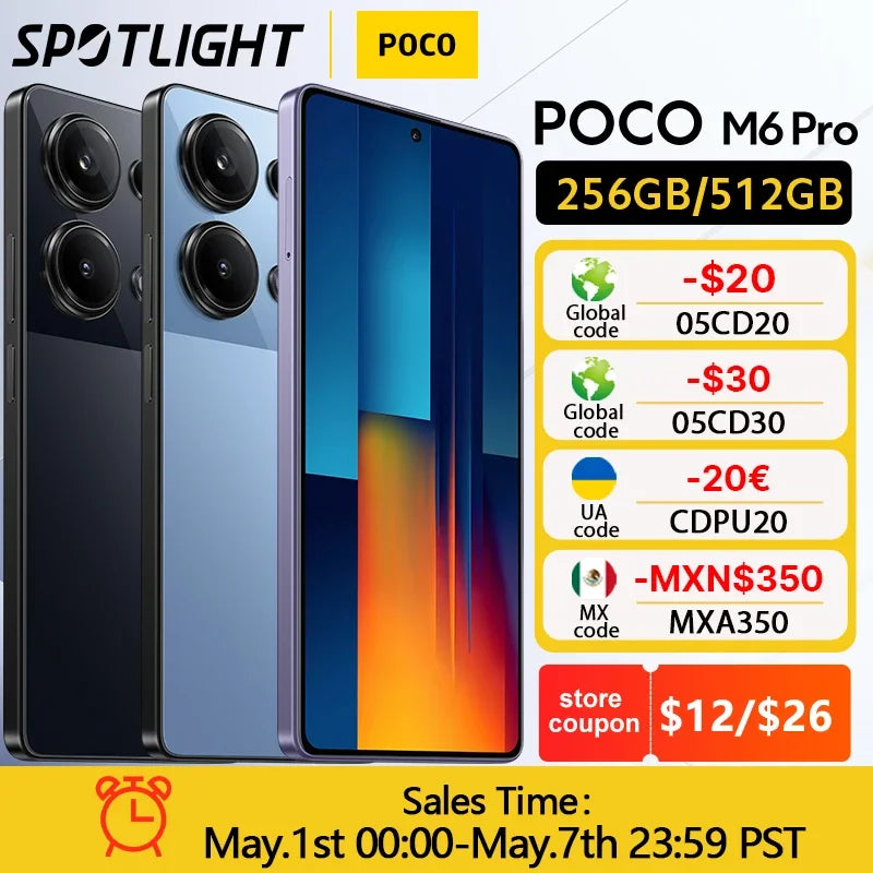 【World Premiere】Global Version POCO M6 Pro Helio G99 Ultra 120Hz Flow AMOLED 64MP Triple Camera with OIS 67W turbo charging