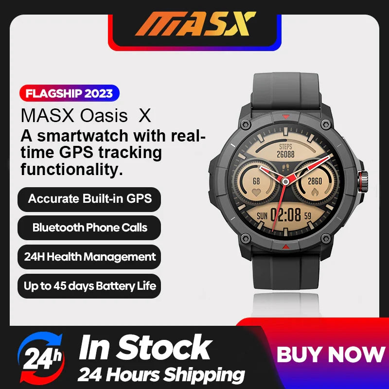 MASX Oasis X Smart Watch: Alexa GPS Health Fitness Waterproof Durable  ourlum.com   