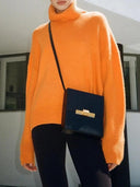 Winter Essential Thick Knit Turtleneck Sweater for Women  ourlum.com Orange S 