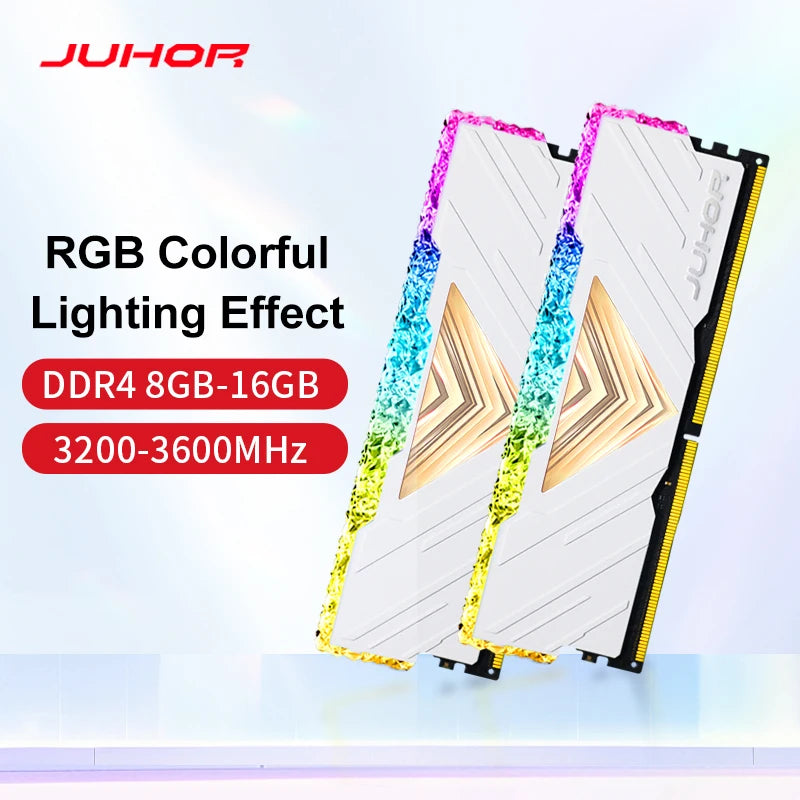 JUHOR RGB DDR4 16GBX2 3200MHz 8GBX2 Dual Channel Desktop Gaming Memory Ram