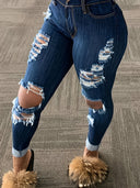 LW High Waist High Stretchy Ripped Jeans Women Denim Style