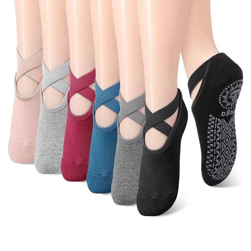 Non-Slip Cotton Yoga Socks for Women - Ideal for Pilates, Ballet, and Dance Workouts