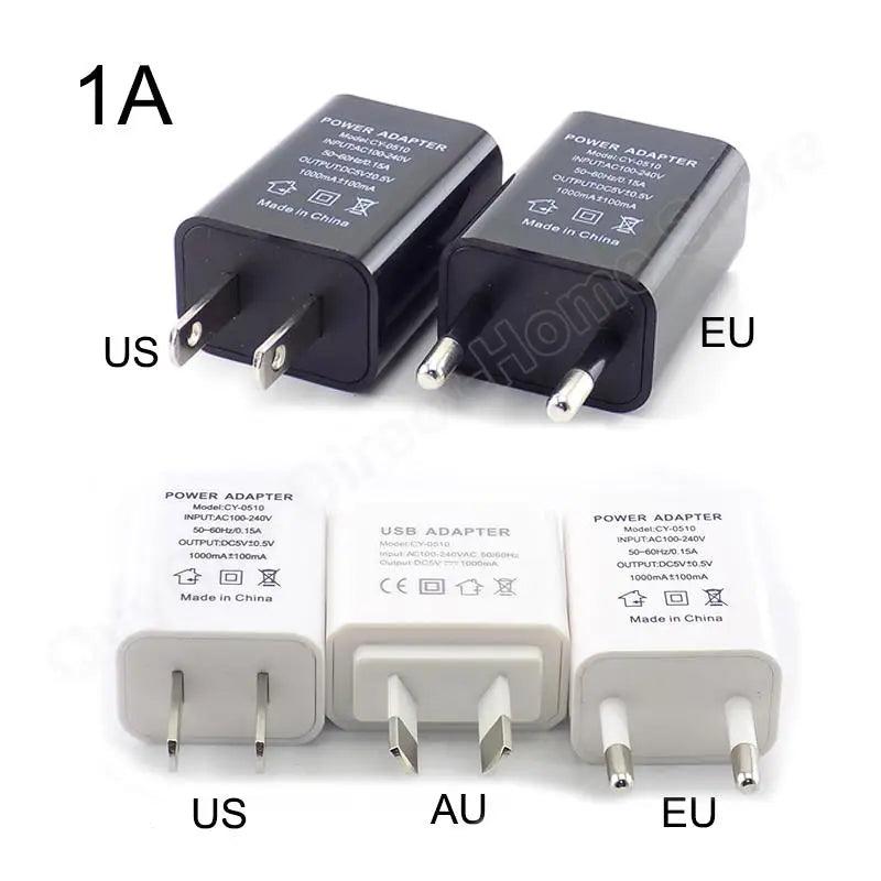 5V 1A 2A 3A Travel USB Adapter Phone Charger Power Supply Adapter Wall Desktop Charging Power Bank EU/US/AU Plug black white  ourlum.com   