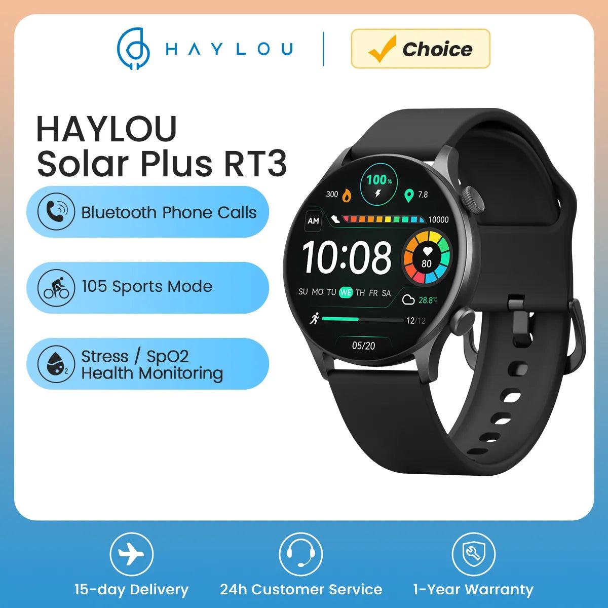 Solar Plus RT3 Bluetooth Smartwatch with Health Monitor and IP68 Waterproof Sports Mode  ourlum.com   