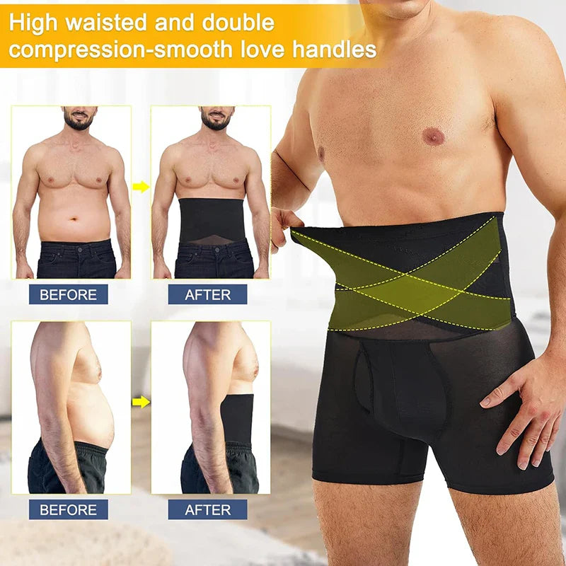 High Waist Compression Shapewear Shorts for Men - Slimming & Seamless Underwear