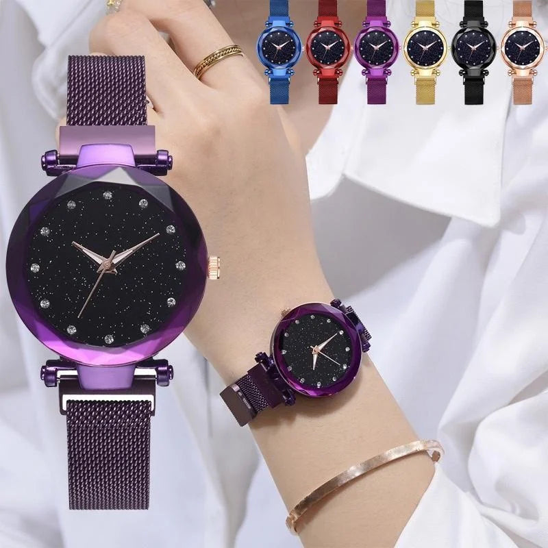 Starry Night Luxury Women's Quartz Watch with Magnetic Buckle  OurLum.com   