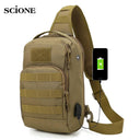 USB Charging Tactical Sling Backpack for Men for Outdoors