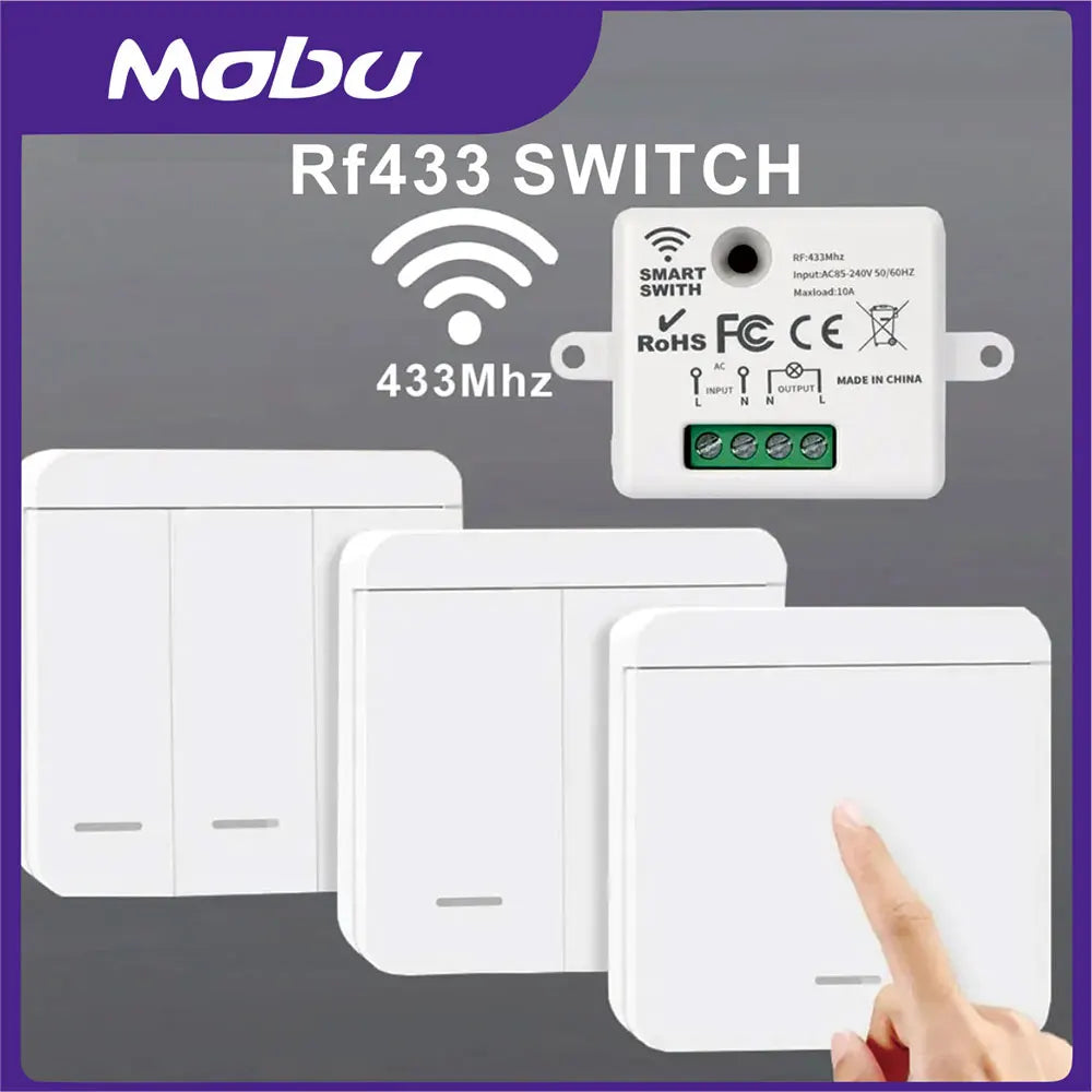 Wireless Smart Wall Panel with Remote Control and Mini Relay for Home LED Light Switch  ourlum.com   