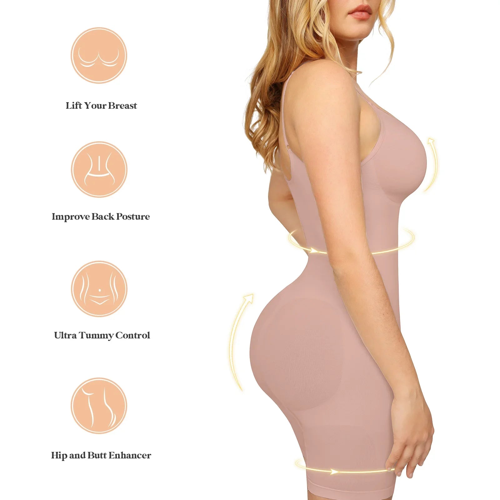 Seamless Women's Waist Slimming Corset Shapewear with Butt Lifter Benefits