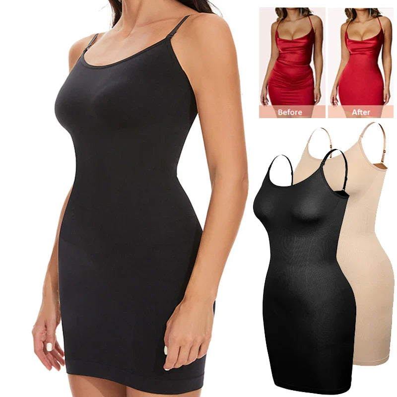 Seamless Women's Tummy Control Full Slip - Invisible Body Shaper Dress